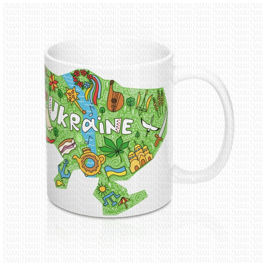 Mug 11oz With Ukrainian map & flag