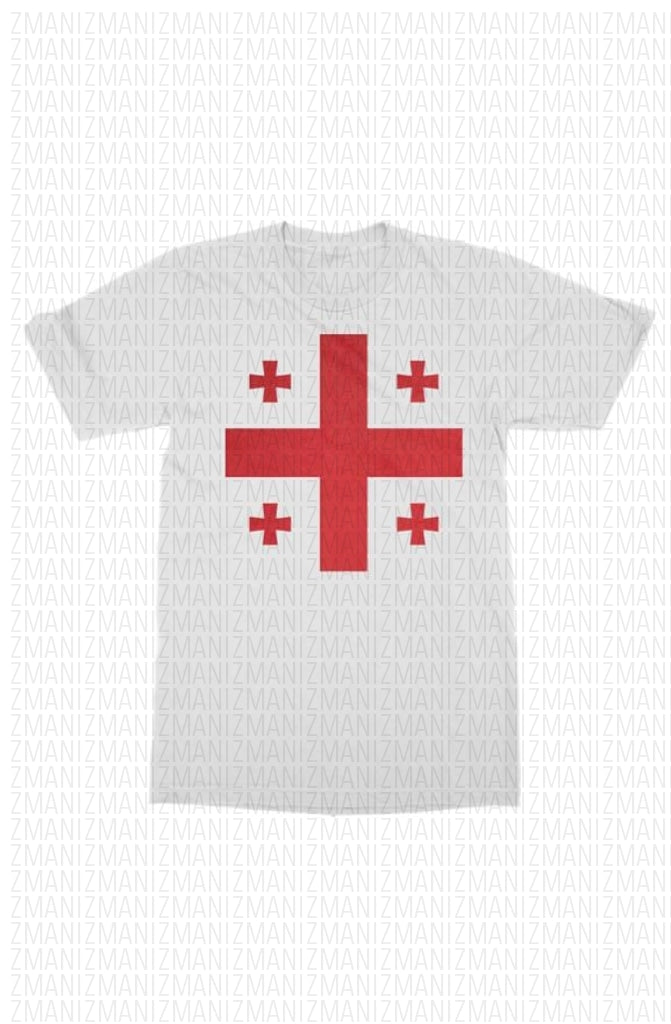 T-shirt with appliqué flag of Georgia 