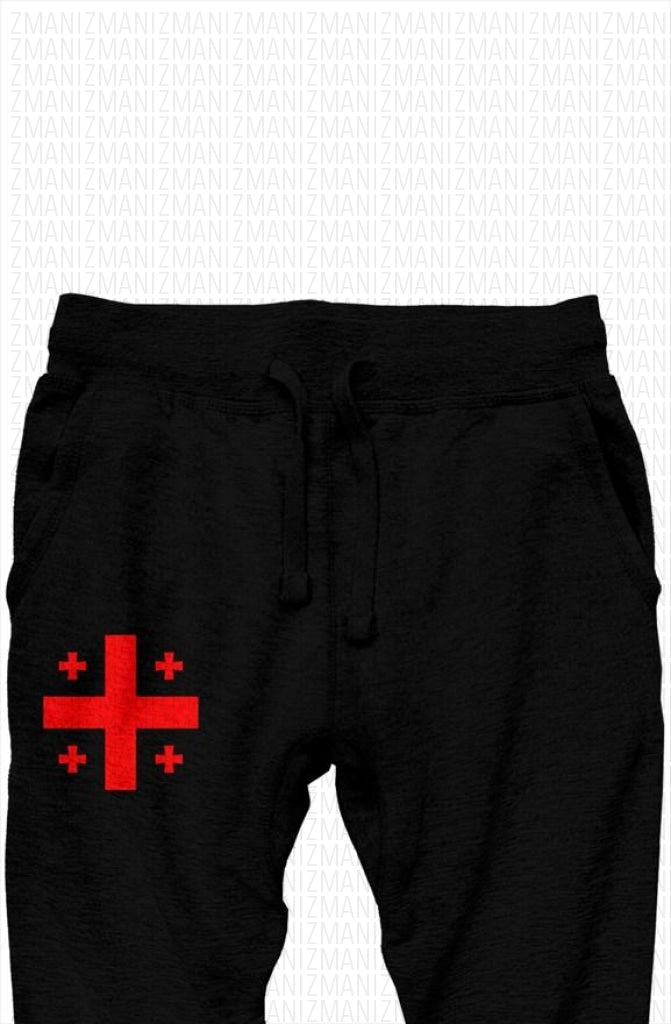 Pants with embroidered Georgian flag