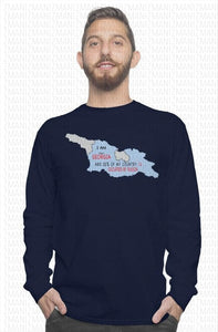 heavy cotton long sleeve t shirt printed Georgian Map w/ occupied territories 