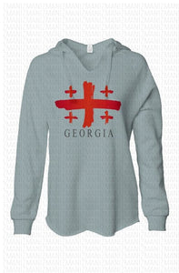 Women’s hooded pullover with Georgian flag