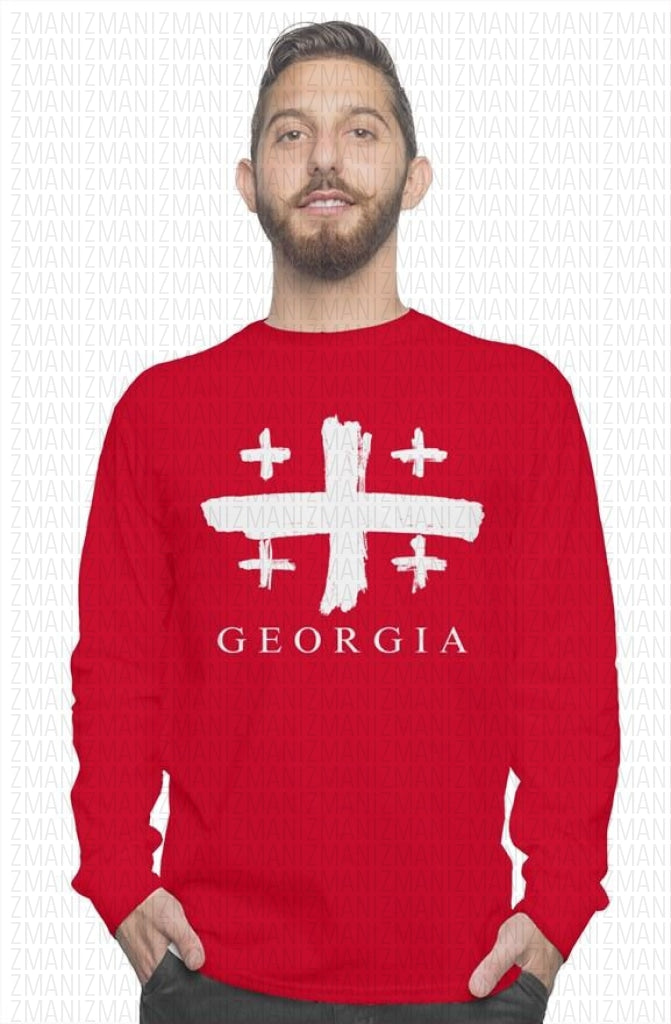 Long sleeve t-shirt with brushed flag of Georgia