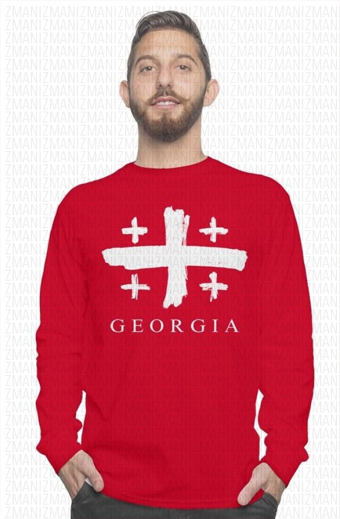 Long sleeve t-shirt with brushed flag of Georgia