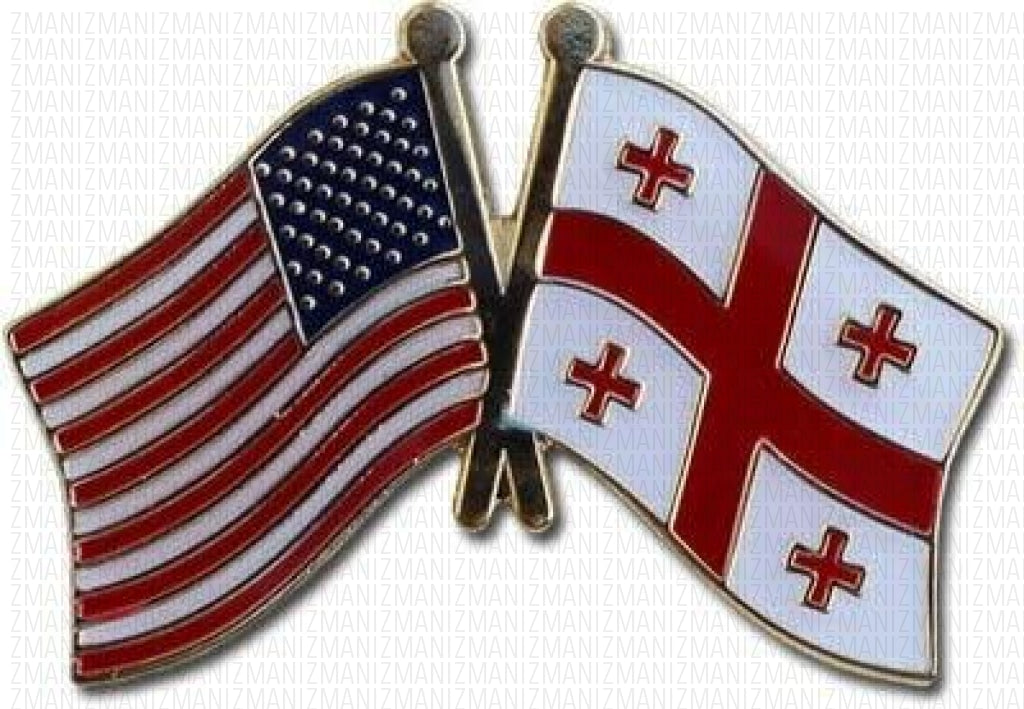 Republic of Georgia & USA Flag Lapel Pin with single Georgia's Flag pin