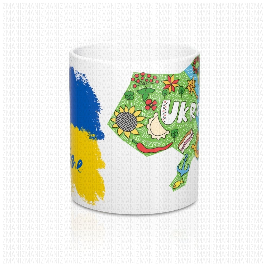Mug 11oz With Ukrainian map & flag