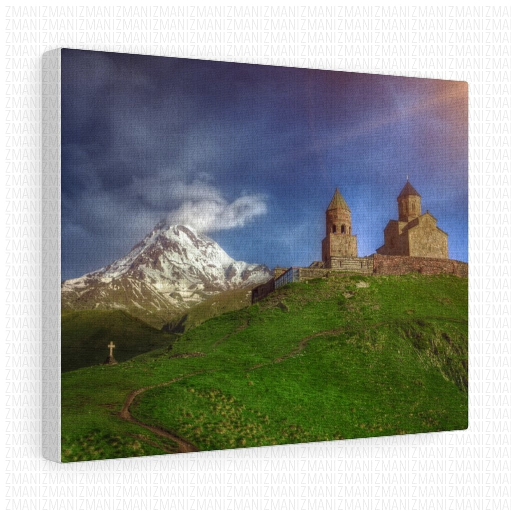 Mount Kazbegi & Gergeti trinity Stretched canvas