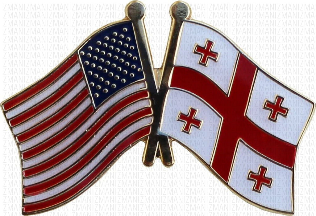 Republic of Georgia & USA Flag Lapel Pin