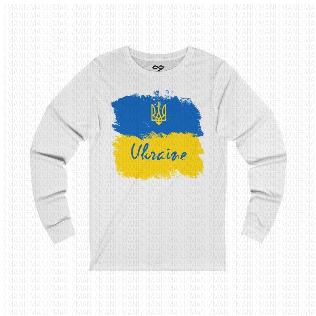 Long Sleeve Tee with Ukrainian Flag