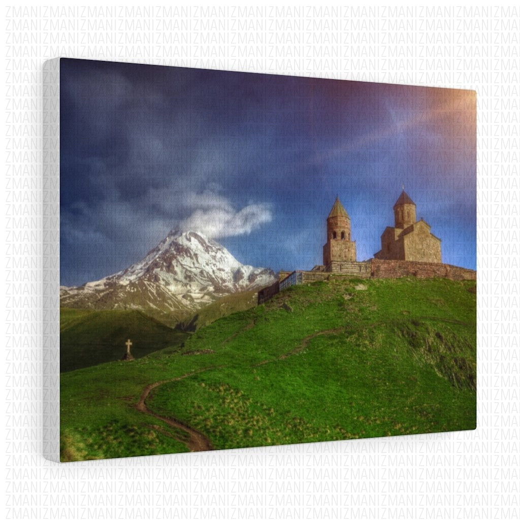 Mount Kazbegi & Gergeti trinity Stretched canvas