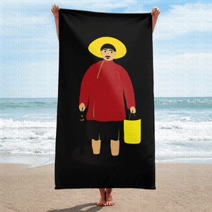 Towel with Niko Pirosmani's Fisherman painting.