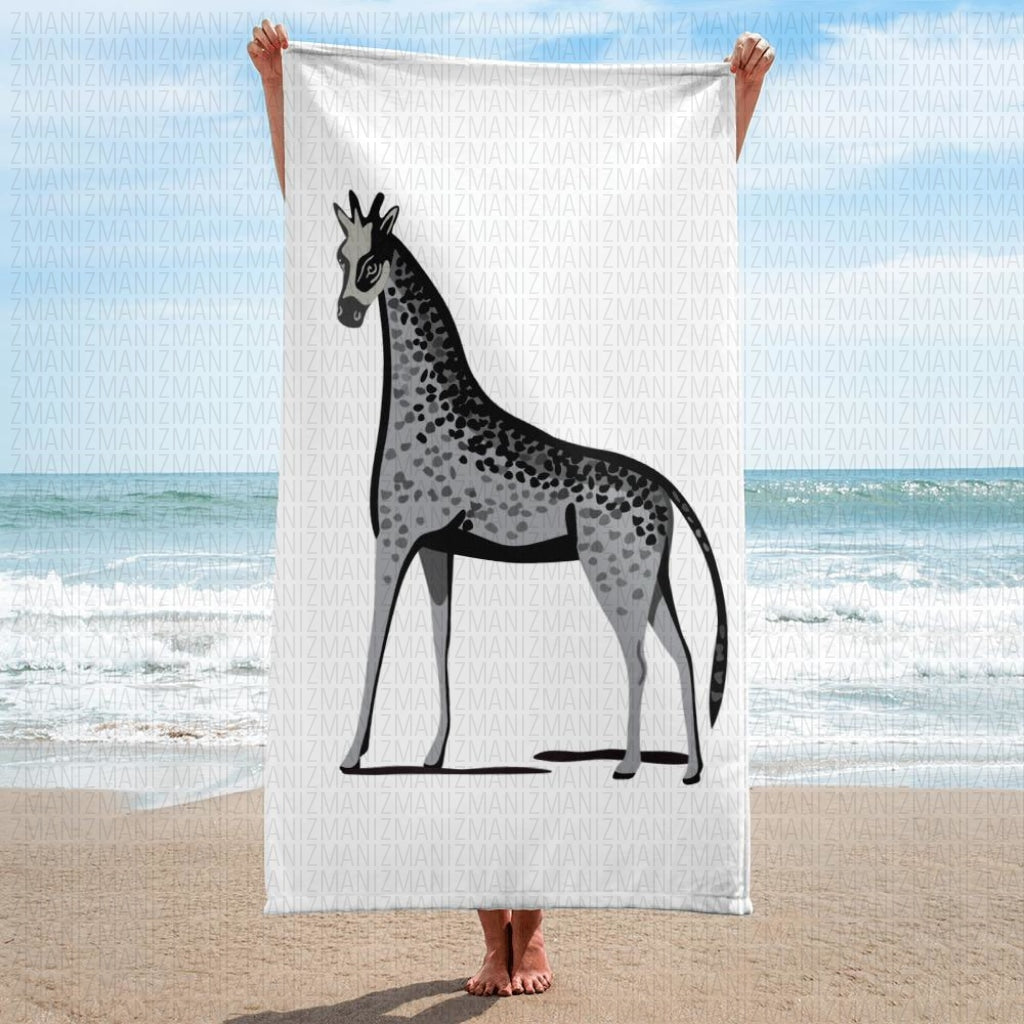 Beach Towel with Niko Pirosmani's Giraffes painting.